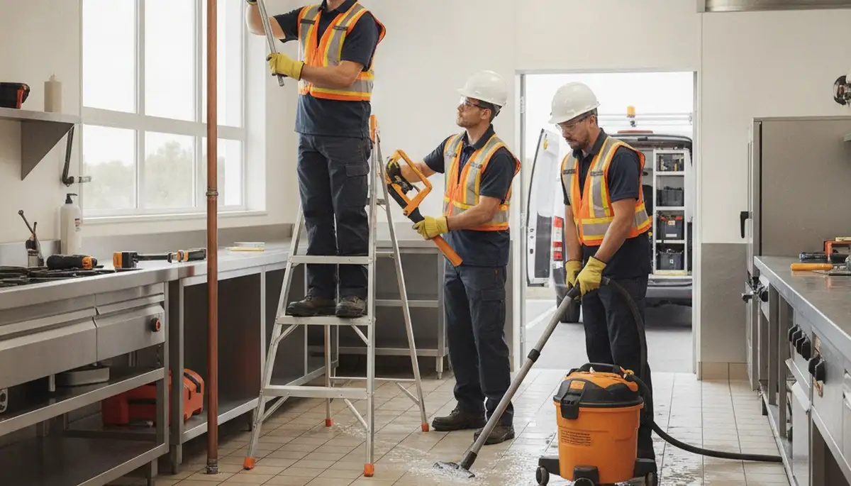 Emergency plumber repairing a burst pipe in Palm Springs, CA for same-day leak response