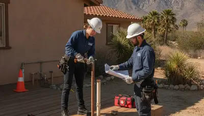 Palm Springs, CA plumber repairing a residential pipe for fast plumbing service