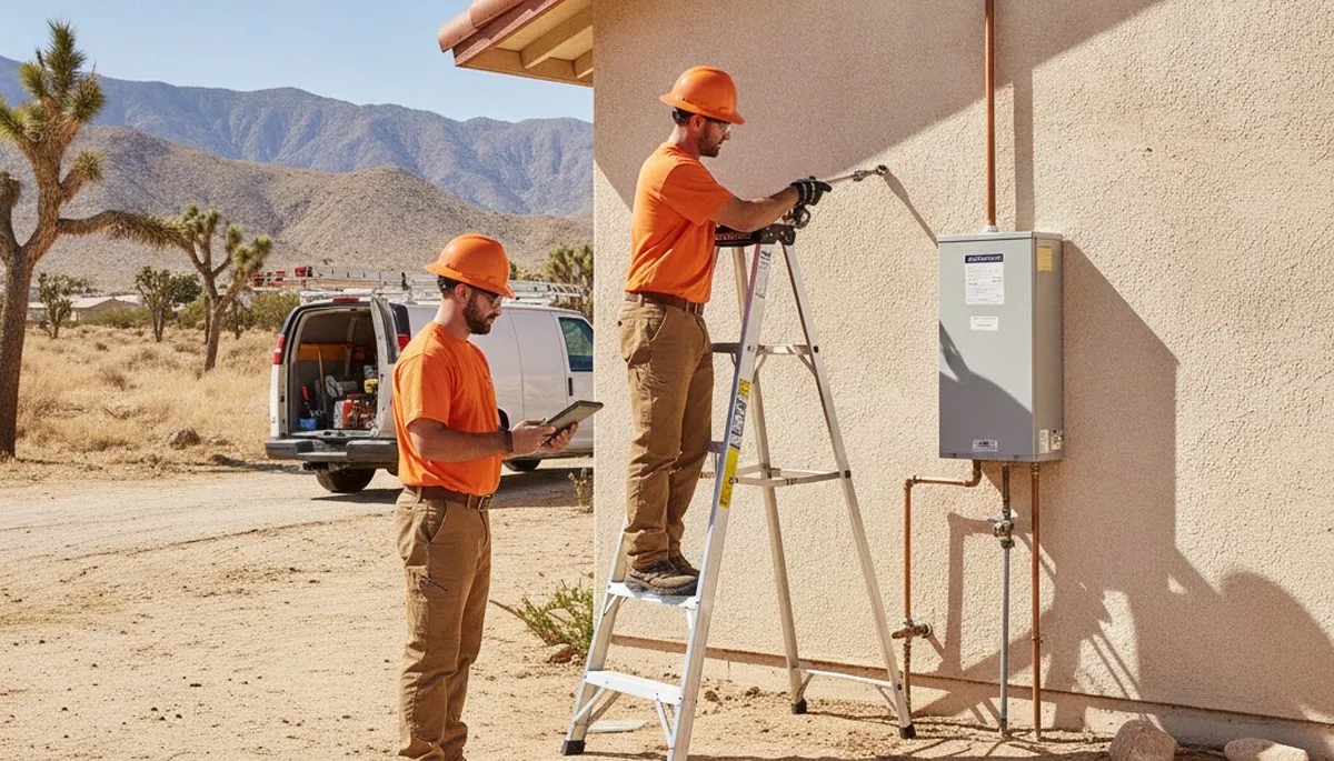 Palm Springs, CA plumber repairing a residential pipe for local plumbing service