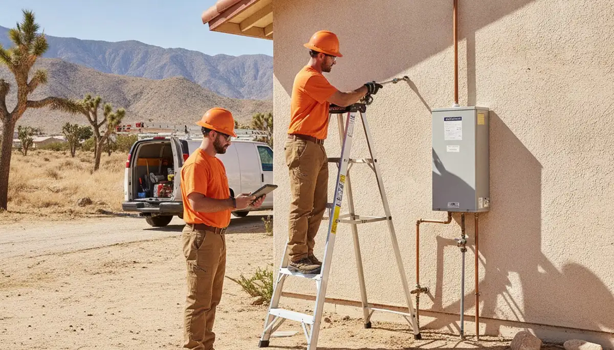 Palm Springs, CA plumber repairing a residential pipe for local plumbing service