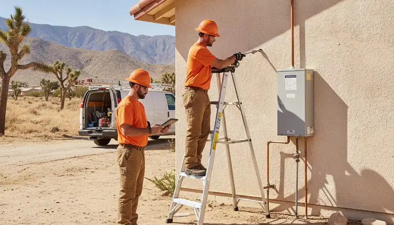 Palm Springs, CA plumber repairing a residential pipe for local plumbing service