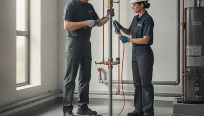 Palm Springs, CA plumber repairing a home plumbing fixture for same-day service