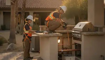 Plumber repairing a leak in Palm Springs, CA for plumbing repair service