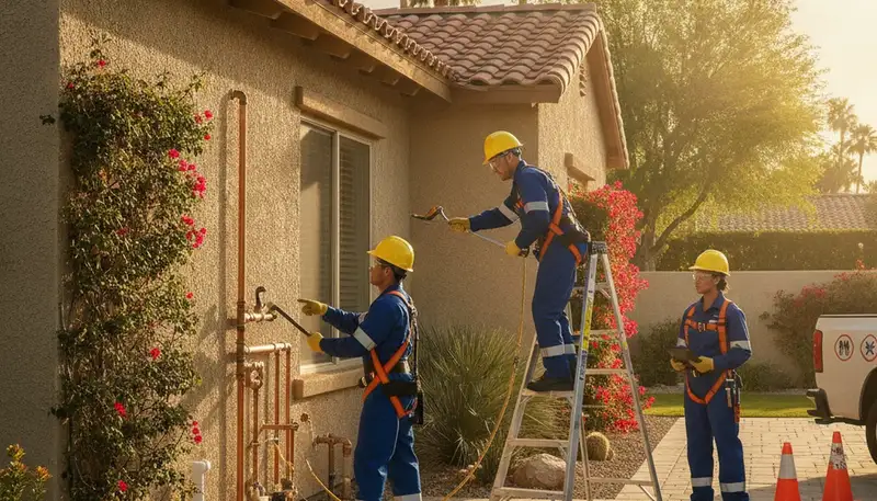 Palm Springs, CA plumber repairing plumbing fixtures for residential and commercial service calls