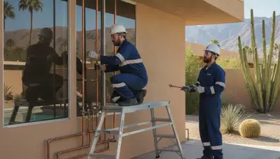 Palm Springs, CA plumber repairing pipes for plumbing service call