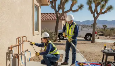 Palm Springs, CA plumber repairing a leak for a local plumbing service