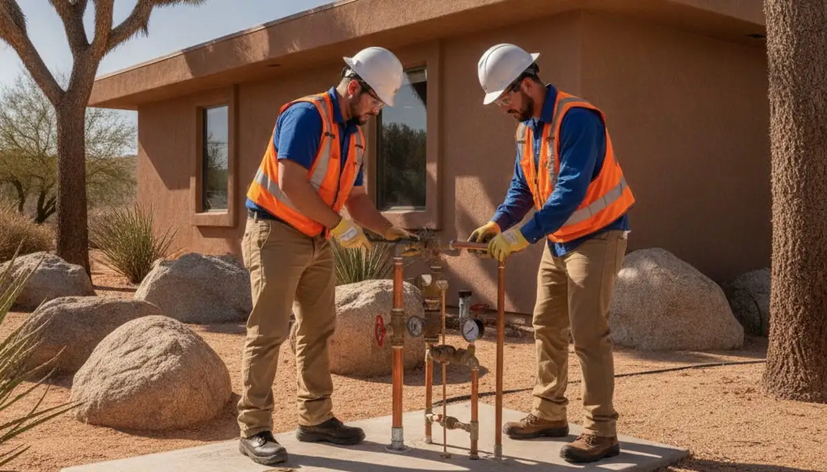 Palm Springs, CA plumber repairing a residential pipe for plumbing service