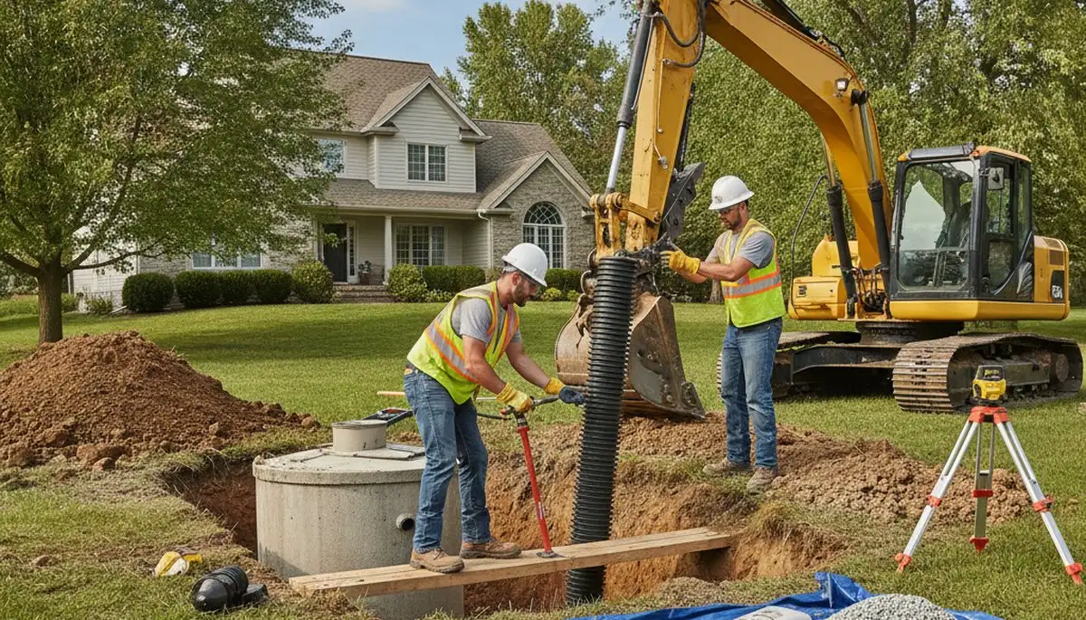 Septic repair technician inspecting a Palm Springs, CA home system for leaks and damage