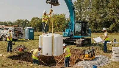 Septic tank installation in Palm Springs, CA by On Call Plumbers for residential plumbing services