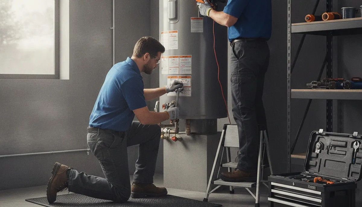 Palm Springs, CA plumber repairing a water heater for reliable home service